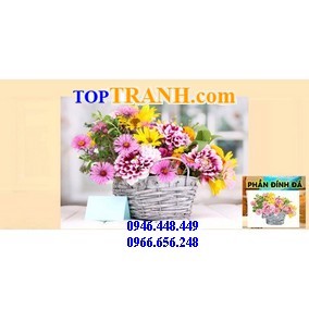 Tranh gắn đá bình hoa khoe sắc